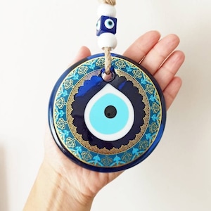 Evil Eye Wall Hanging, Glass Nazar Decor for Home, Turkish Amulet, Housewarming Gift, Wall Art, Evil Eye Decor, Greek Eye, Protection