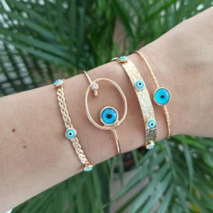 Evil Eye Bangle, Evil Eye Cuff, Evil Eye Bracelet, Evil Eye Ring, Nazar, Evil Eye Jewelry, Turkish Eye Bracelet, Evil Eye Charm, Greek Eye