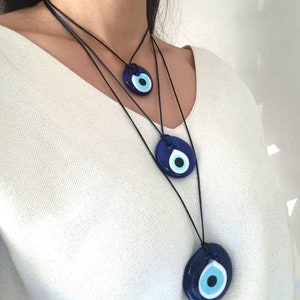 Glass Evil Eye Necklace, Nazar Necklace, Protection Necklace, Evil Eye Choker, Rope Necklace, Evil Eye Pendant, Good Luck Charm, Talisman