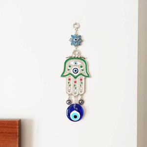 Hamsa and Evil Eye Wall Hanging, Metal Hamsa Decor, Home Protection, Nazar Talisman, Khamsa, Hamsa Home Blessing, Fatima Hand