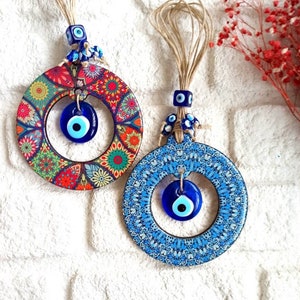 Evil Eye Home Decor, Mandala Wall Decor, Evil Eye Art, Evil Eye Wall Hanging, Protection Gifts, Colorful Evil Eye, Nazar, Turkish Amulet
