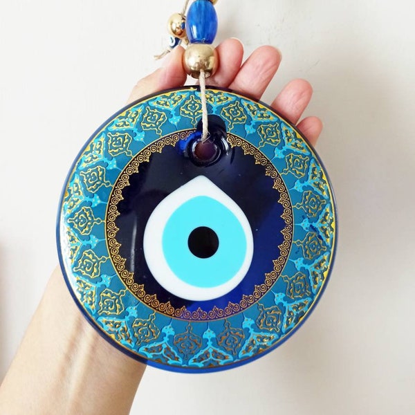 Large Round Bead, Large Evil Eye Decor, Turkish Eye Hanging, Greek Eye, Nazar Boncuk, Blue Eye, Evil Eye Art, Evil Eye Home, Spiritual Gift