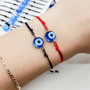 Glass Evil Eye Bracelet, Nazar Bracelet, Evil Eye String Bracelet, Evil Eye Armband, Good Luck, Turkish Eye, Blue Evil Eye, Lampwork