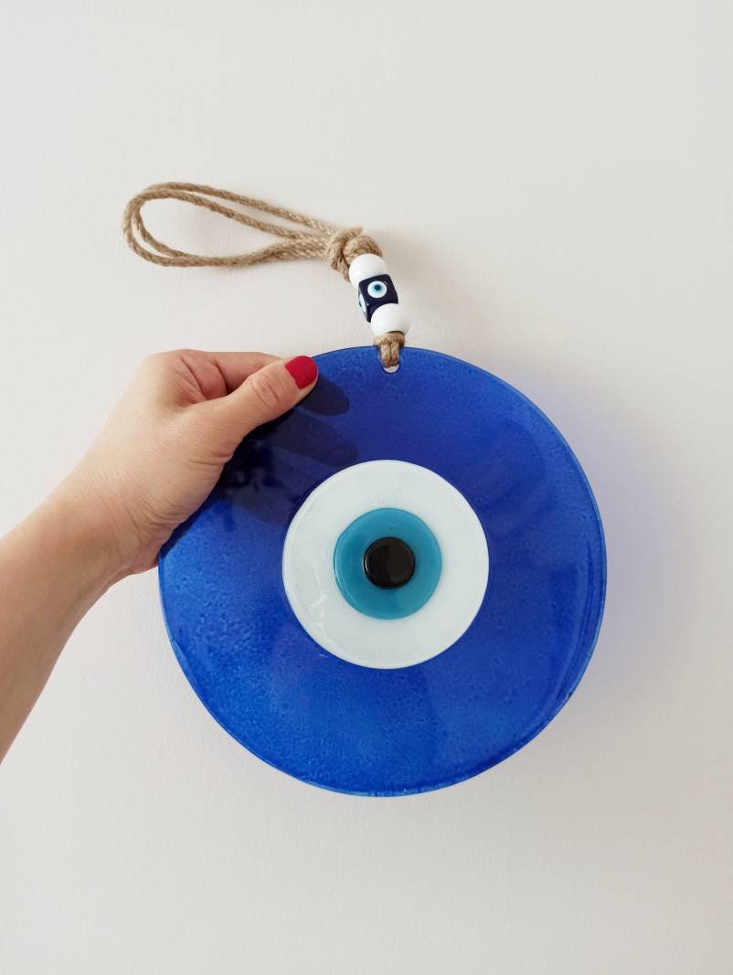 Extra Großer Evil Eye Wandbehang, Blau Evil Eye, Hausschutz, Evil Eye für  Zuhause, Fusion Glass Art, Housewarming Geschenke, Türkisches Dekor -   Österreich