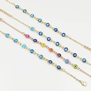 Evil Eye Beaded Bracelet, Turkish Jewelry, Nazar, Turkish Eye Bracelet, Evil Eye Charm, Minimal, Gold Evil Eye Bracelet, Colorful Evil Eye