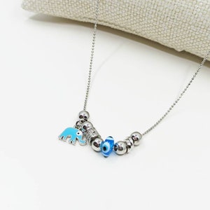 Evil Eye Necklace, Elephant Necklace, Evil Eye Jewelry, Nazar Necklace, Turkish Accessory, Protection Jewelry, Evil Eye Charm