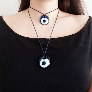 Evil Eye Pendant Necklace, Nazar Necklace,  Turkish Eye Necklace, Blue Evil Eye Necklace, Glass Evil Eye Chocker Necklace