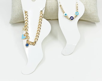 Joyería del cuerpo del ojo malo, tobillera del ojo malo, pulsera del tobillo, tobillera ajustable, perla del ojo malo, joyería del ojo turco