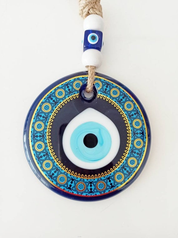 Amuleto de cuentas de mal de ojo azul turco, delicado colgante de cristal  azul para el hogar, protección de la suerte, decoración para colgar en la