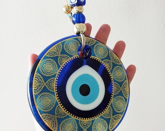 Large Evil Eye Home Decor, Evil Eye Wall Hanging, Turkish Decor, Evil Eye Art, Nazar, Beautiful Home Decor, New Home Gift, House Protection