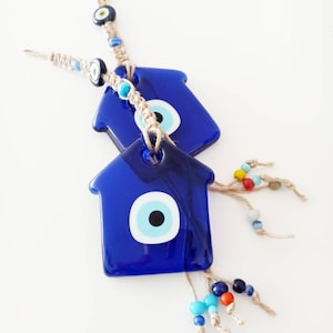 Evil Eye Wall Hanging, New Home Gift, House Shaped Decor, Wedding Present, Protection, Door Hanger, Turkish Eye, Housewarming Gift, Nazar