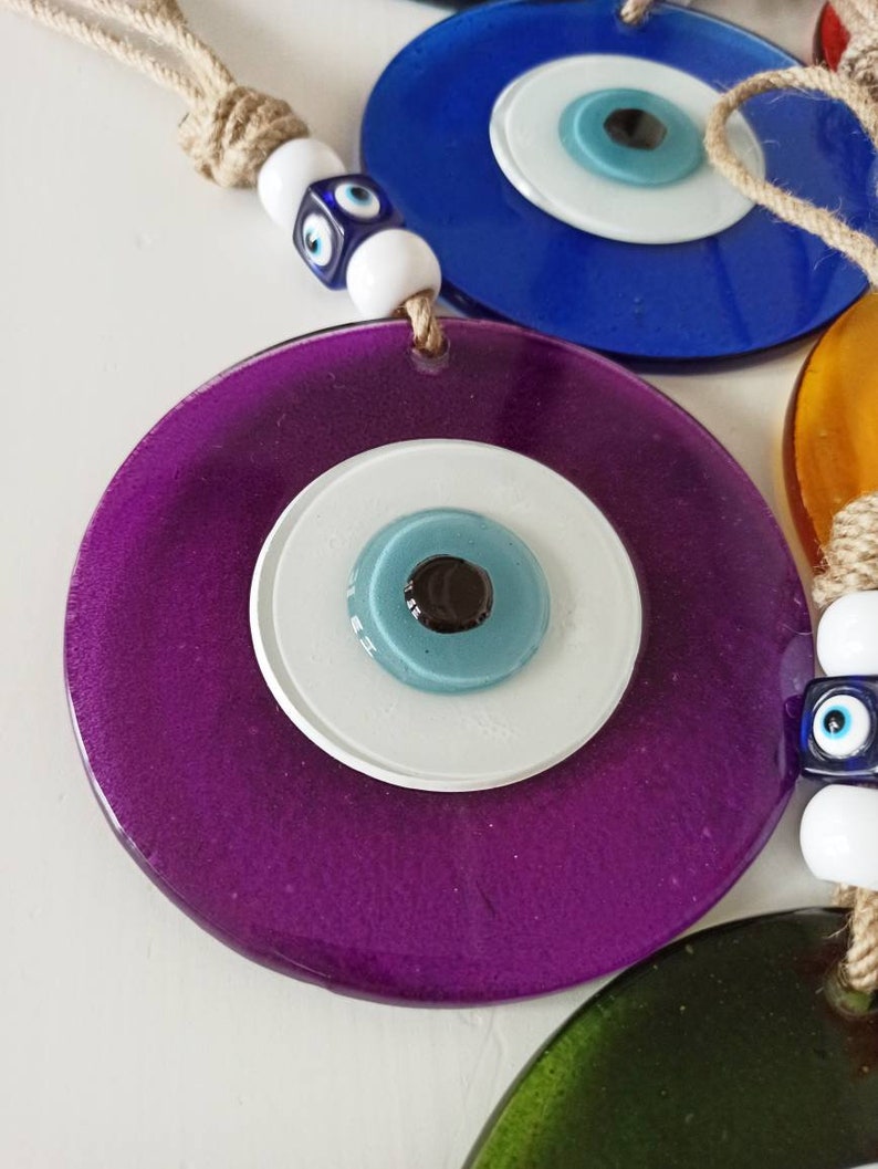 Evil Eye for Home Purple Evil Eye Hanging Fused Glass Art Etsy