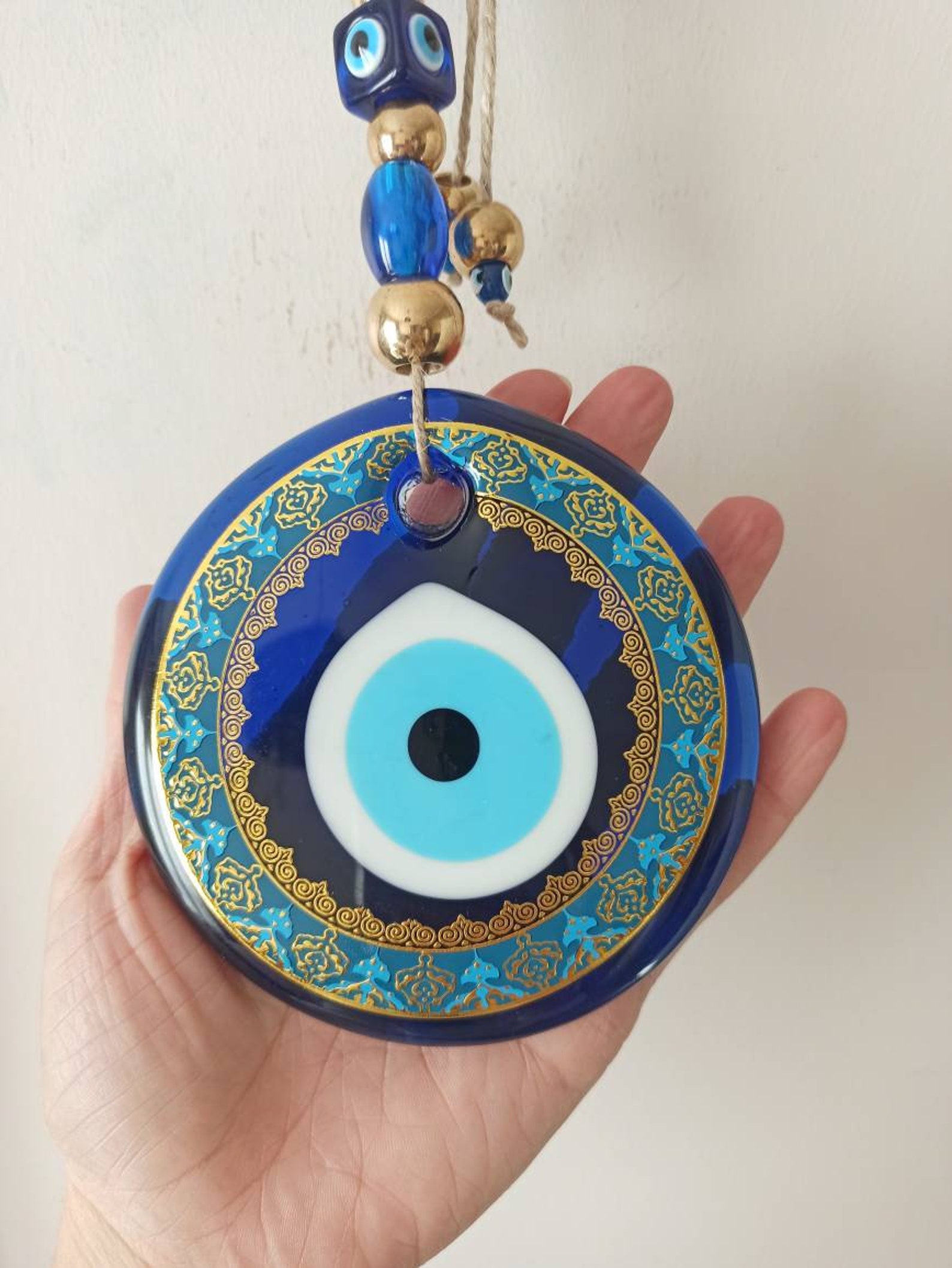 Ciondolo Portafortuna Per Auto Con Malocchio - Decorazione Specchietto, Perline Colorate, 19,5 Cm - Foto 7