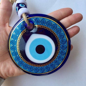 Evil Eye Wall Hanging, Turkish Eye Decor, Nazar Amulet, Blue Evil Eye Charm, Talisman, Large Evil Eye, Evil Eye Decor, Greek Eye, Protection