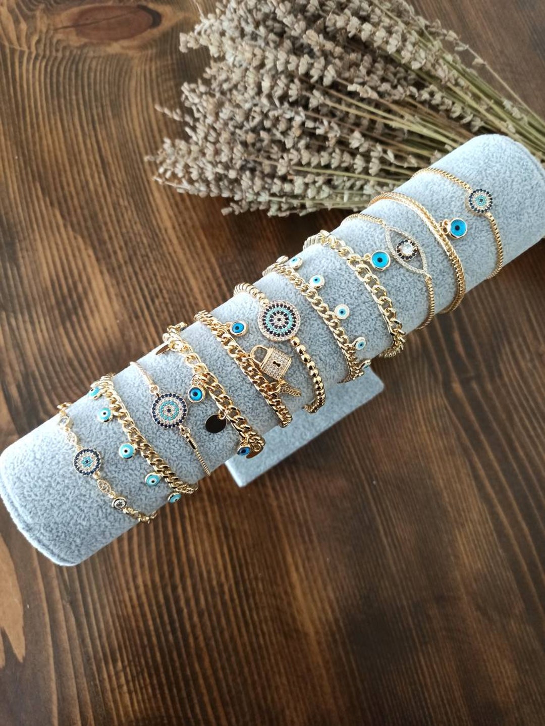 Gold Evil Eye Bracelet, Evil Eye Charm Bracelet, 14K Gold Bracelet ...