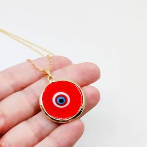 Red Evil Eye Necklace, Glass Evil Eye Jewelry, Murano Glass Necklace, Turkish Nazar, Turkish Accessories, Evil Eye Gift