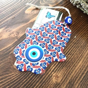 Hamsa Wall Hanging, Hamsa Wall Decor, Glass Hamsa and Evil Eye Hanging, Hand of Fatima Art, Hamsa Home Blessing, Nazar, Turkish Eye Hanging