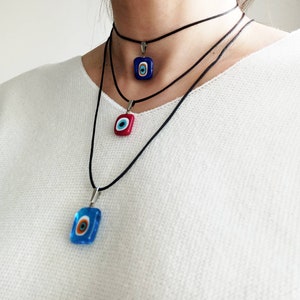 Evil Eye Halskette, Evil Eye Boho, Evil Eye Choker Perlen, Fused Glass, Lampwork, Murano Glas Halskette, Nazar Schmuck, Türkische Halskette