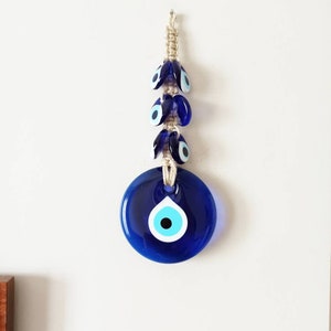 Large Evil Eye Wall Hanging, Macrame Blue Evil Eye, Evil Eye Outdoor, Turkish Nazar, Porch Decor, Spiritual, Greek Eye, House Protection
