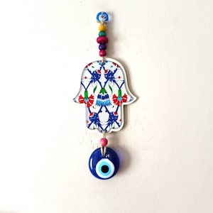 Hamsa Wall Decor, Hamsa and Evil Eye Hanging, Hamsa Wall Hanging, Hamsa Hand Art, Hand of Fatima Wall Art, Nazar, Home Blessing Gifts