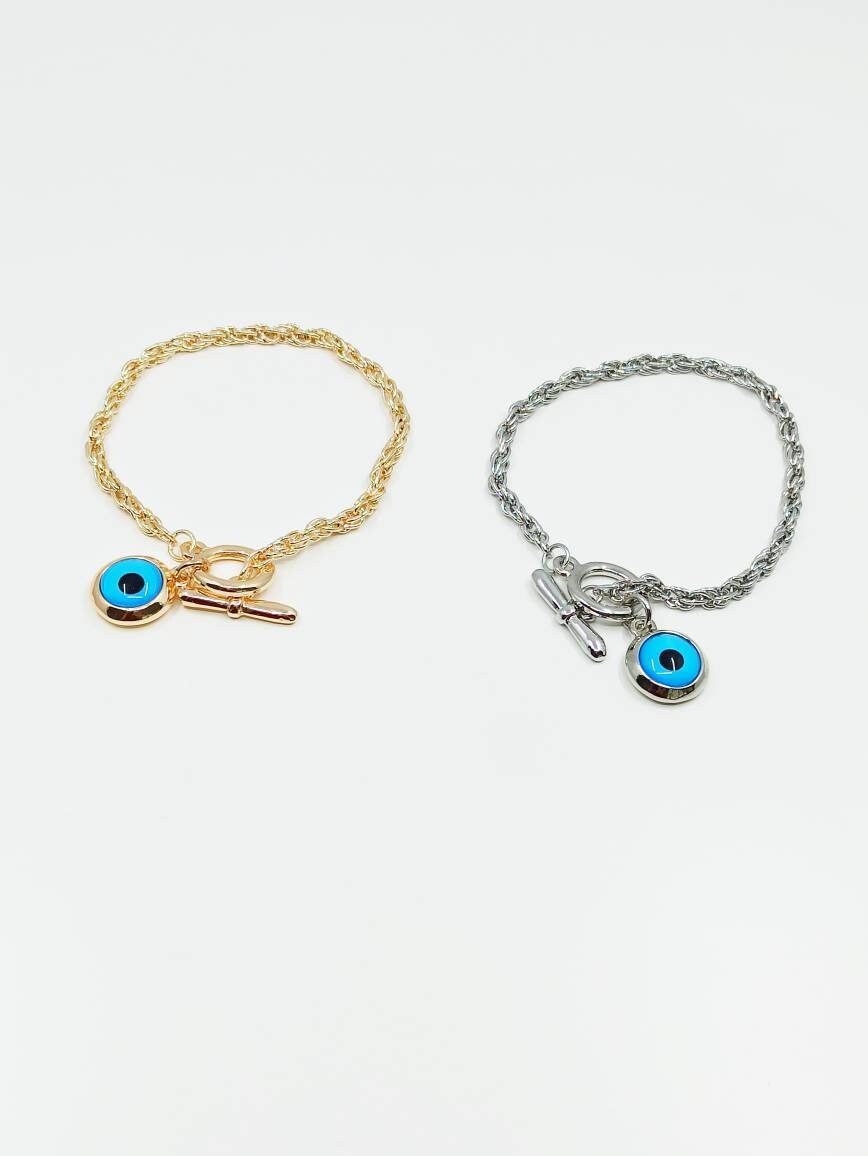 Evil Eye Charm Bracelet Gold Evil Eye Nazar Jewelry Turkish Etsy