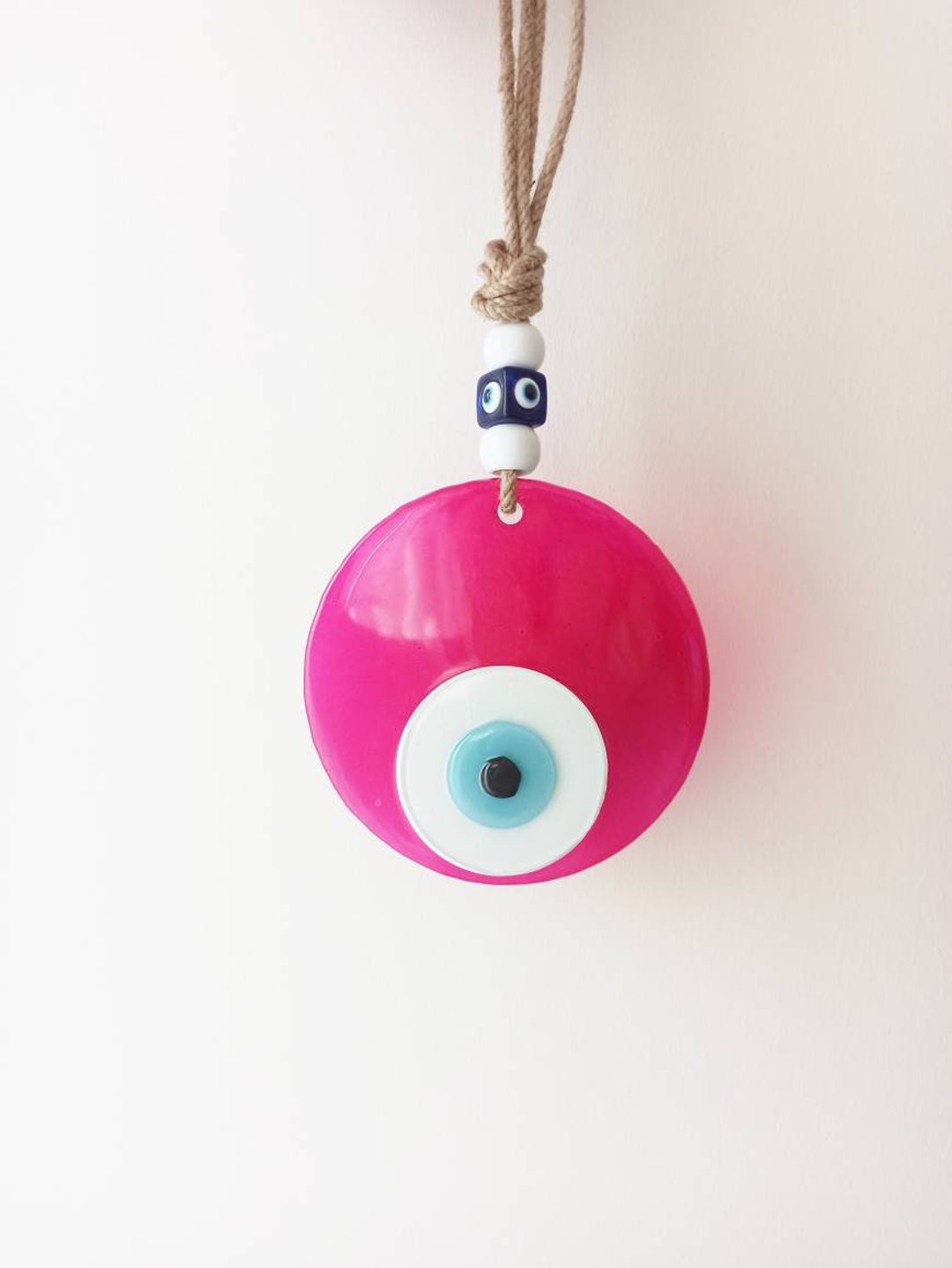 Evil Eye Wall Decor, Pink Evil Eye Hanging, Nursery Room Decor, Fused ...