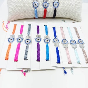Hamsa Bracelet, Macrame Evil Eye Bracelet, Hamsa Hand Armband, Fatima Hand, Nazar Bracelet, Evil Eye String Bracelet