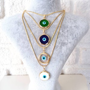 Protection Necklace, Evil Eye Charm, Evil Eye Necklace, Glass Evil Eye, Green, White, Blue, Clear Evil Eye, Nazar Necklace, Turkish Eye