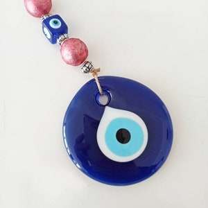 Evil Eye Hanging Decor, Blue Evil Eye Charm, Glass Evil Eye, Nazar Wall Art, Turkish Home Decor, Evil Eye Door Hanger, Talisman