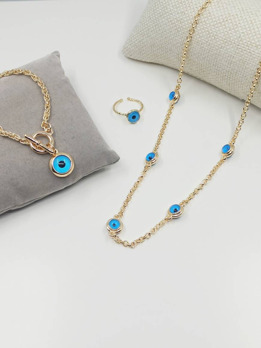 Evil Eye Jewelry Set Evil Eye Necklace Evil Eye Ring Evil | Etsy