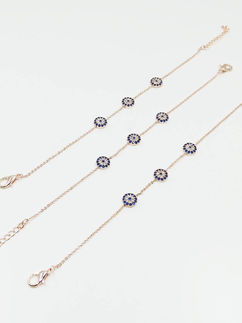 Evil Eye Charm Bracelet Evil Eye Jewelry Rose Gold Evil Eye Etsy