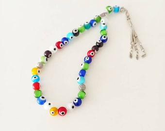 Cuentas para el mal de ojo, cuentas para el espejo del coche, komboloi de cristal para el mal de ojo, cuentas para el rezo del Nazar, rosario para el mal de ojo, regalo para el coche, komboloi griego