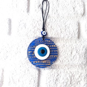 Evil Eye Wall Hanging, Blue Evil Eye Home, House Protection, Glass Evil Eye Bead, Turkish Eye, Nazar Amulet, Evil Eye Window, Door Decor