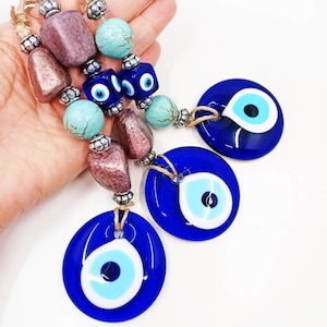 Evil Eye Home Decor, Turkish Eye Hanging, Nazar Wall Decor, Evil Eye Charm, Glass Evil Eye, Blue Evil Eye