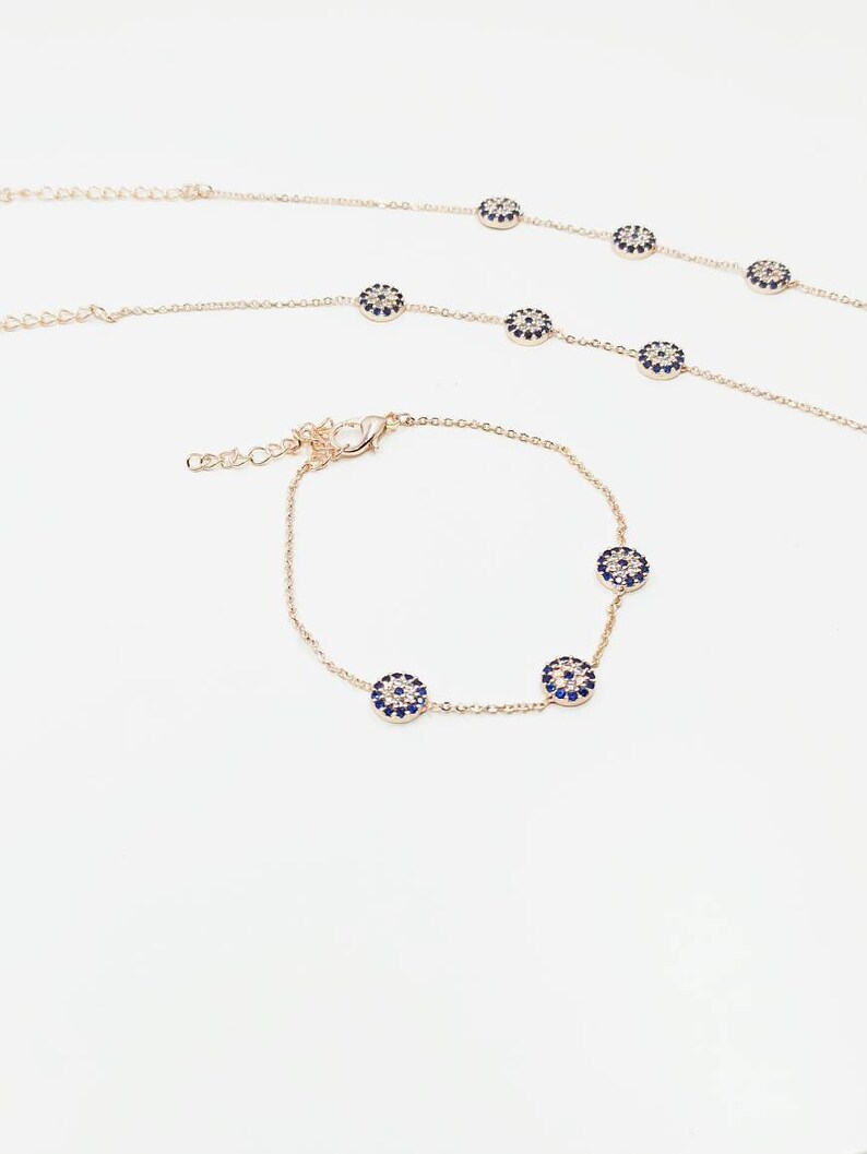 Evil Eye Charm Bracelet Evil Eye Jewelry Rose Gold Evil Eye Etsy