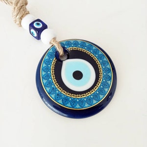 Blue Evil Eye Decor, Evil Eye Hanging, Glass Evil Eye Bead, Turkish Eye Decor, Nazar, Evil Eye Charm, Lucky eye, Evil Eye Home, Protection