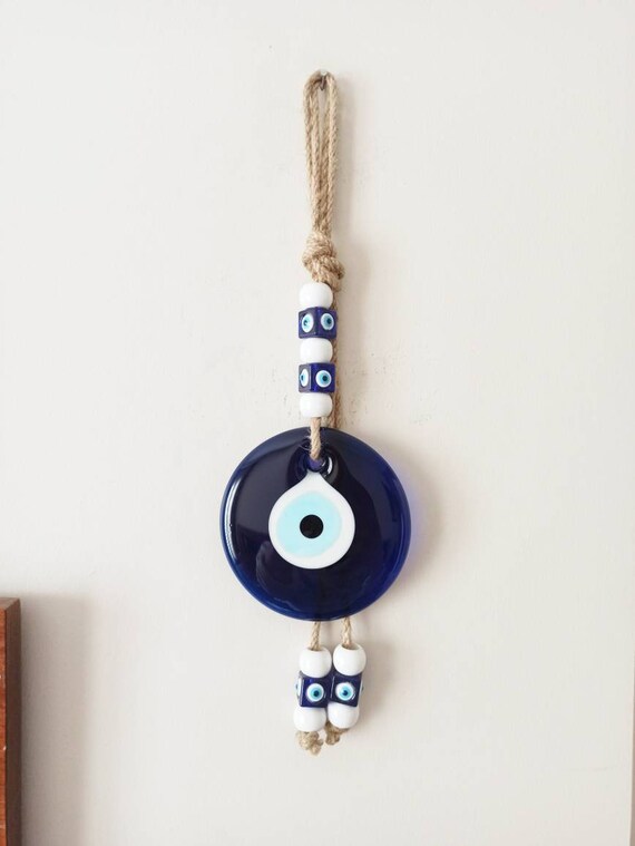 EYVRPAU Occhio turco da appendere in vetro contro il malocchio blu,per buona fortuna,4 cm di diametro con acqua e filo,nazar boncuk,evil eye
