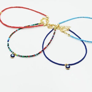 Evil Eye Anklet Bracelet, Anklet Bead Jewelry, Miyuki Anklet, Seed Beaded, Summer Jewelry, Thin Anklet, Turkish Eye Accessory
