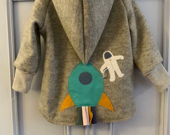 Wool walk jacket “Rocket with astronaut”