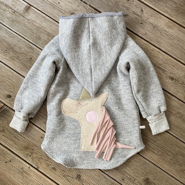 Wollwalk Jacke „Einhorn „ grau