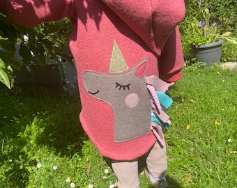 Wool jacket with appliqué | Handmade children's jacket | Spring/Autumn outdoor jacket | Jacket made of boiled wool | Transitional jacket