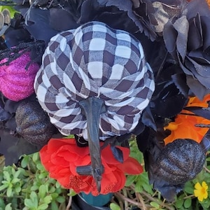 Fall Cemetery Arrangement w/Vase, Halloween Cemetery Arrangement, Colorful Halloween Gravesite Decor, Halloween Grave Marker Decor