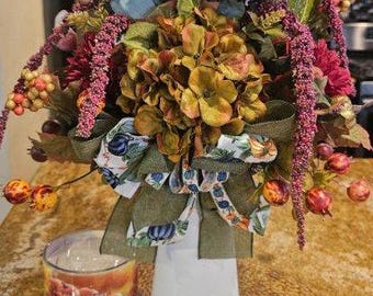 Fall Floral Centerpiece, Pumpkin Floral Arrangement, Tall Floral Centerpiece, Fall Table Decor, Home Decor