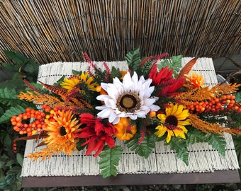 Fall Floral Centerpiece, Fall Table Decor, Fall Home Decor, Long Fall Arrangement, Fall Floral Arrangement, Thanksgiving Decor, Fall Decor