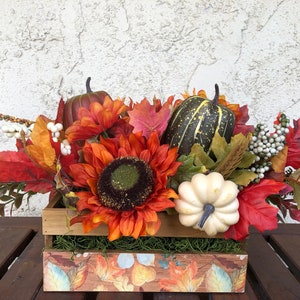 Fall Harvest Arrangement, Fall Home Decor, Fall Table Centerpiece, Fall Floral Arrangement, Autumn Decor, Sunflower Arrangement