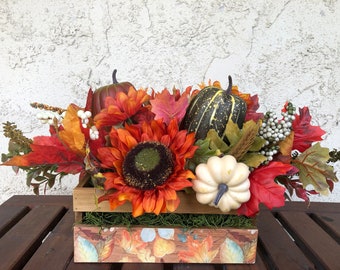 Fall Harvest Arrangement, Fall Home Decor, Fall Table Centerpiece, Fall Floral Arrangement, Autumn Decor, Sunflower Arrangement