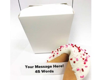 Personalized Jumbo Fortune Cookie - Chocolate Dipped with our Unique "Lovey Dovey" Sprinkles - Includes Take-out Box - FREE SHIPPING!