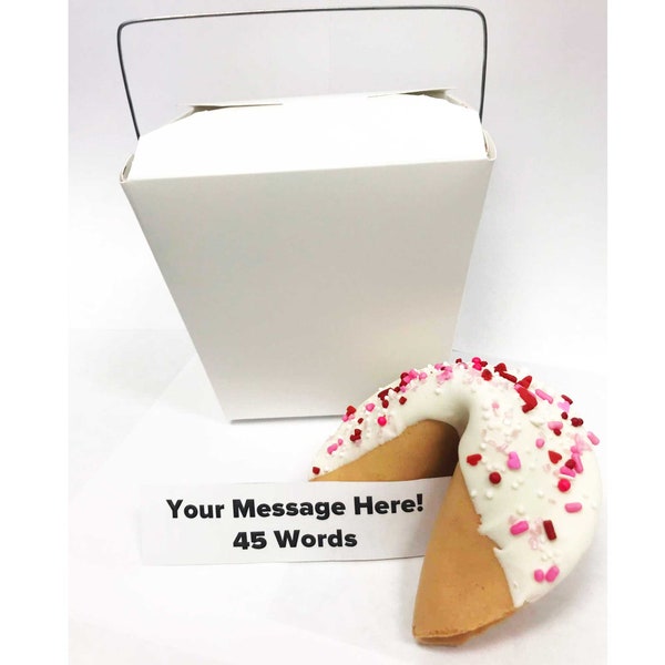 Personalized Jumbo Fortune Cookie - Chocolate Dipped with our Unique "Lovey Dovey" Sprinkles - Includes Take-out Box - FREE SHIPPING!