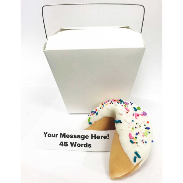 Personalized Jumbo Fortune Cookie - Chocolate Dipped with our Unique "Springzilla" Sprinkles - Includes Take-out Box - FREE SHIPPING!