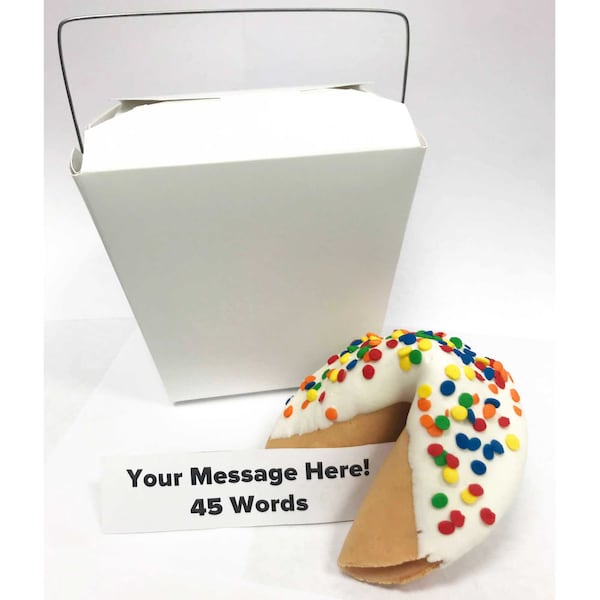 Personalized Jumbo Fortune Cookie - Chocolate Dipped with our Unique "YoYo Confetti" Sprinkles - Includes Take-out Box - FREE SHIPPING!